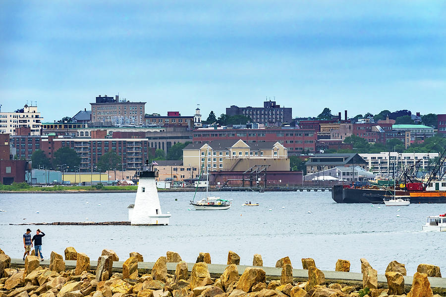 Summer Photograph - Breakwater Lighthouse New Bedford Harbor Massachusetts by William Perry