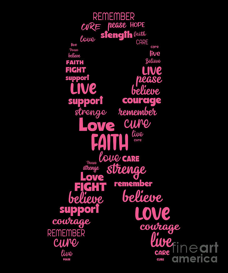 Breast Cancer Awareness Ribbon Pink Word Art by Amusing DesignCo