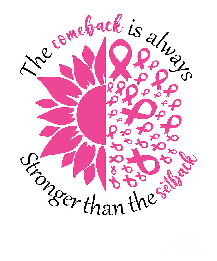 Breast Cancer Comeback, Pink Cancer Ribbon Digital Art by Amusing DesignCo