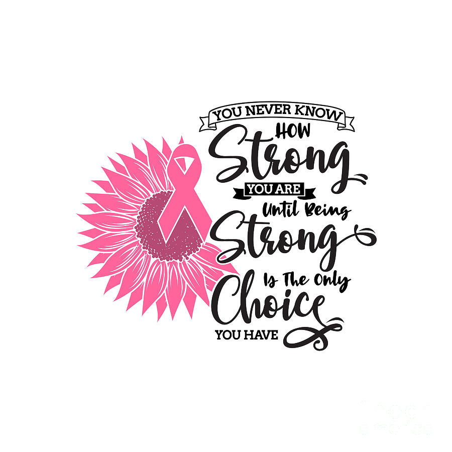 Breast Cancer Survivor - Awareness - Sunflower Pink Ribbon Black Font Digital Art by Breast Cancer Warriors