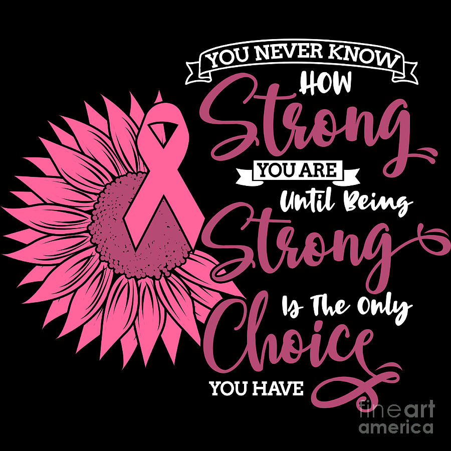 Breast Cancer Survivor - Awareness - Sunflower Pink Ribbon White and Pink Font Digital Art by PIPA Fine Art - Breast Cancer Warriors