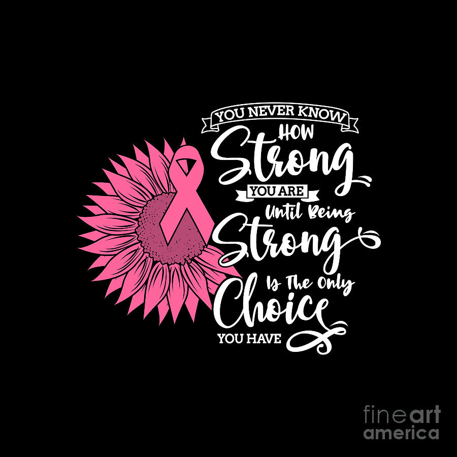 Breast Cancer Survivor - Awareness - Sunflower Pink Ribbon White Font Digital Art by Breast Cancer Warriors