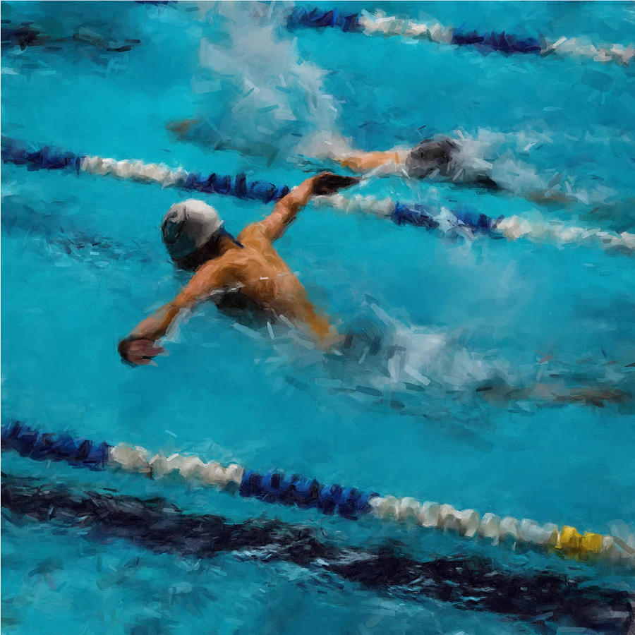 Breast Stroke Swimmer Painting by Gary Arnold