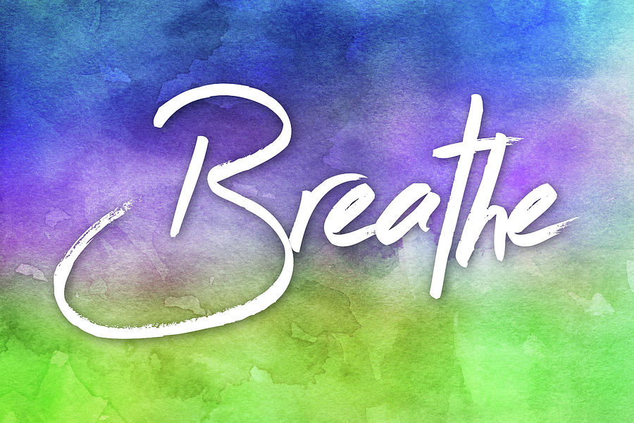 Breathe Calming Watercolor Tones Green Purple Blue Digital Art by Matthias Hauser