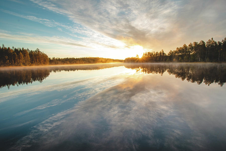 Breathtaking Sunrise At Lake Jatkonjarvi Photograph