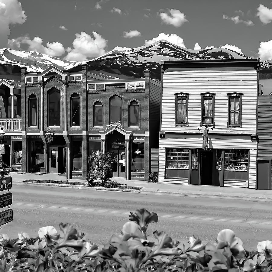 Breckenridge Colorado Skyline and Rocky Mountains 1x1 Monochrome Photograph by Gregory Ballos