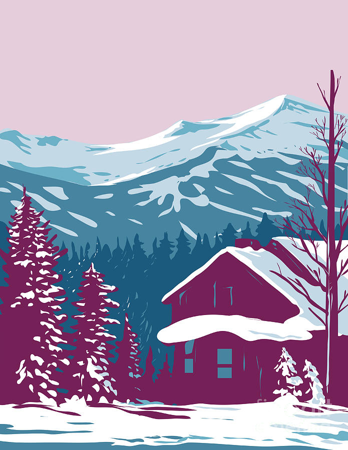 Breckenridge With Tenmile Range In The Rocky Mountains During Winter In Colorado Wpa Poster Art Digital Art