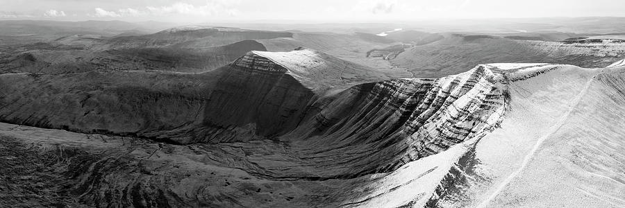 Brecon Beacons National Park Wales snow Black and white Photograph by Sonny Ryse
