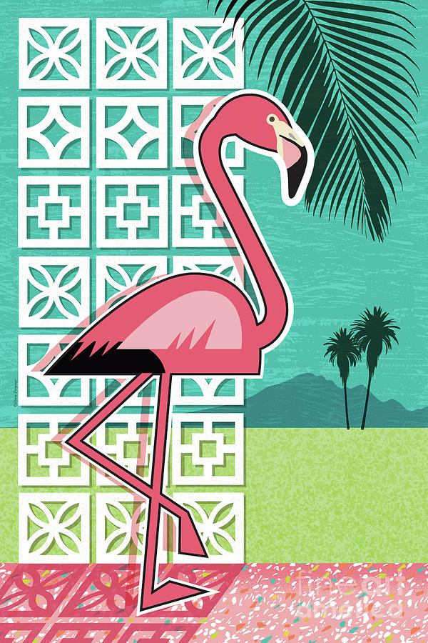 Breeze Block Flamingo 1 Digital Art by Diane Dempsey