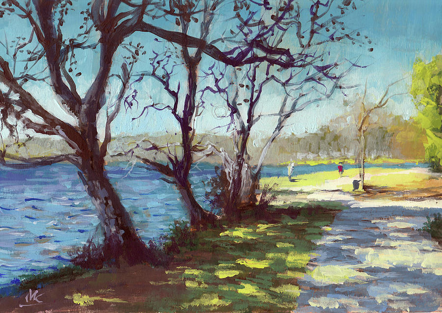 Breezy day at Wilson Lake Painting by Marvin Cook - Fine Art America