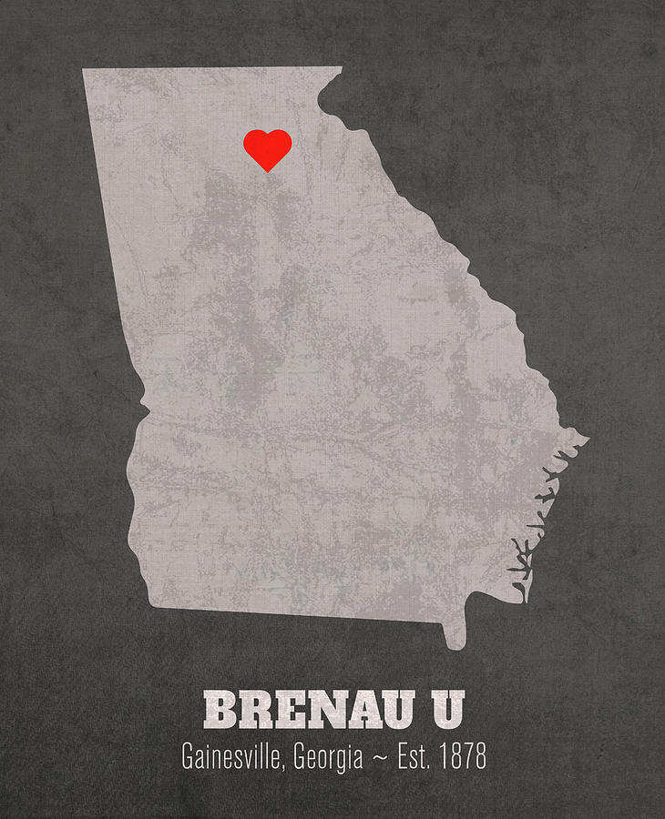 Gainesville Mixed Media - Brenau University Gainesville Georgia Founded Date Heart Map by Design Turnpike