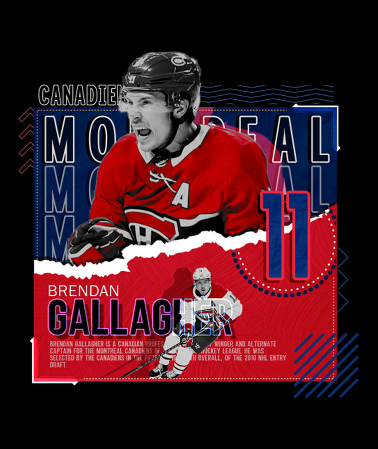 Football Digital Art - Brendan Gallagher Hockey Paper Poster Canadiens by Kelvin Kent