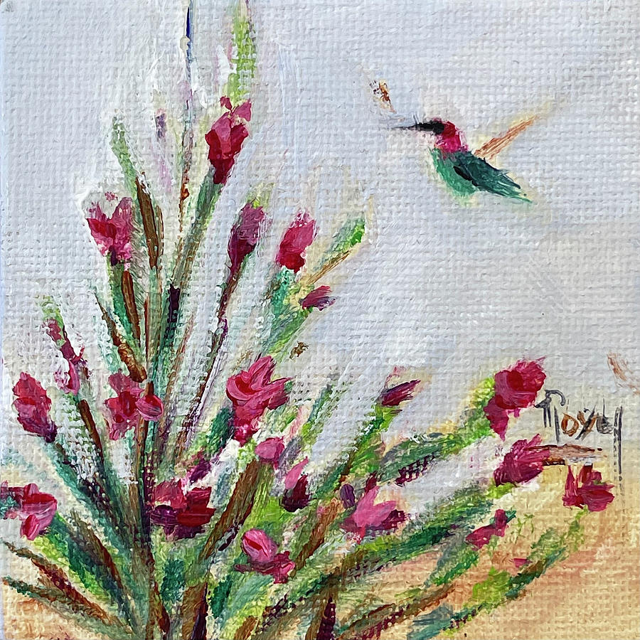 Brendas Hummingbird at Lorenzi Estate Wines Painting by Roxy Rich