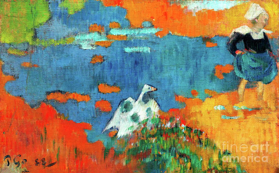 Breton woman and goose Painting by Alexandra Arts