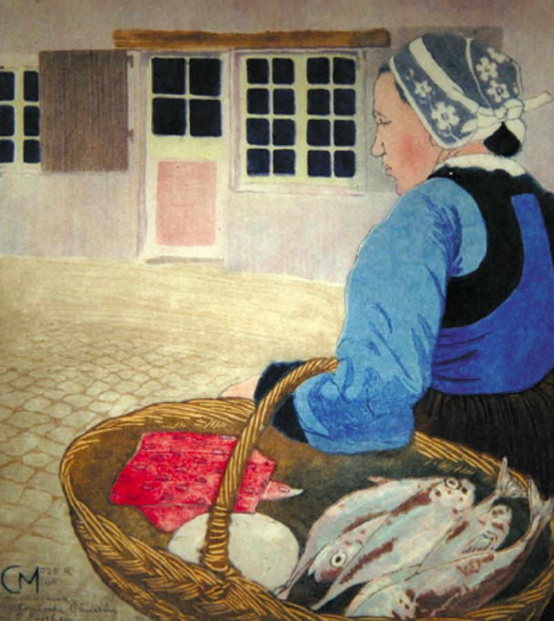 Bretonische Bauerin mit Fischen Painting by Carl Moser - Fine Art America