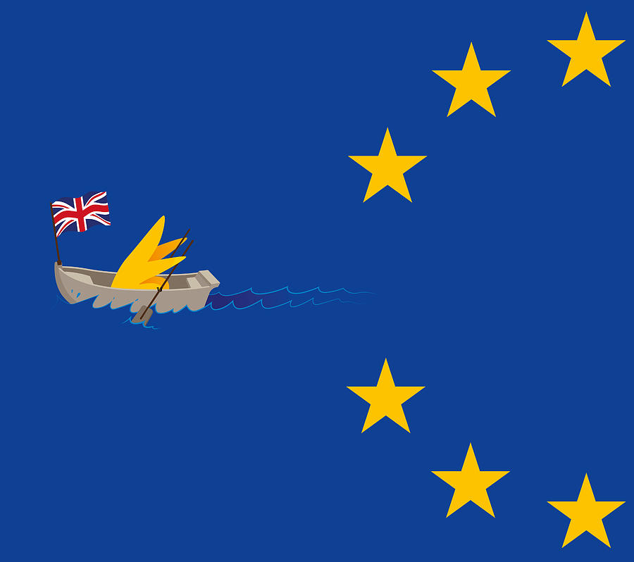 Brexit Paddling Out Of The European Union Drawing by Jobalou