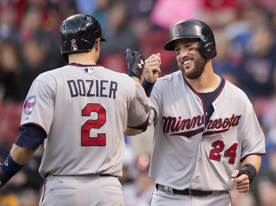 Brian Dozier and Trevor Plouffe Photograph by Michael Ivins/Boston Red Sox