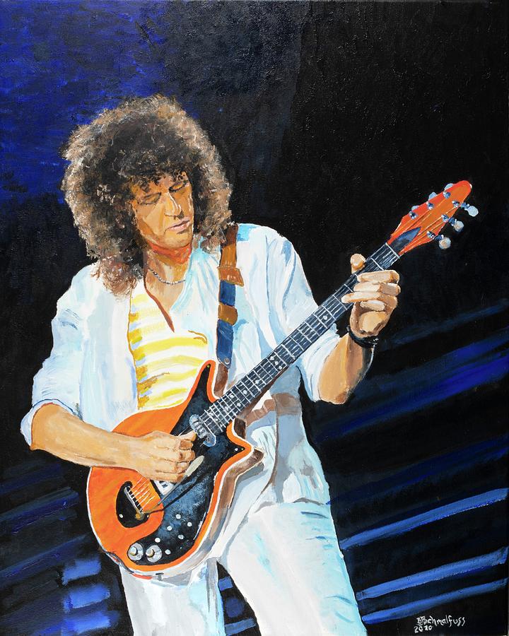Brian May - Queen Painting by Bruce Schmalfuss