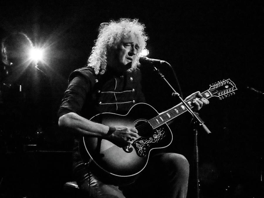 Brian May Photograph - Brian May singing Love of My Life at the Taylor Hawkins Tribute Los Angeles by John Hardin