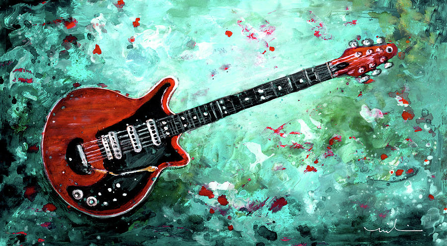Brian Mays Red Special Painting by Miki De Goodaboom