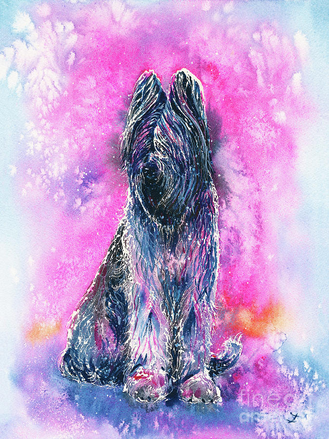 Dog Painting - Briard by Zaira Dzhaubaeva