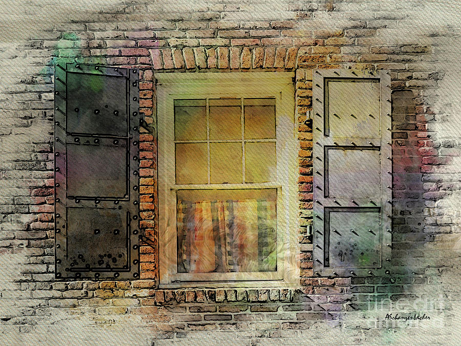Brick And Metal Window Digital Art