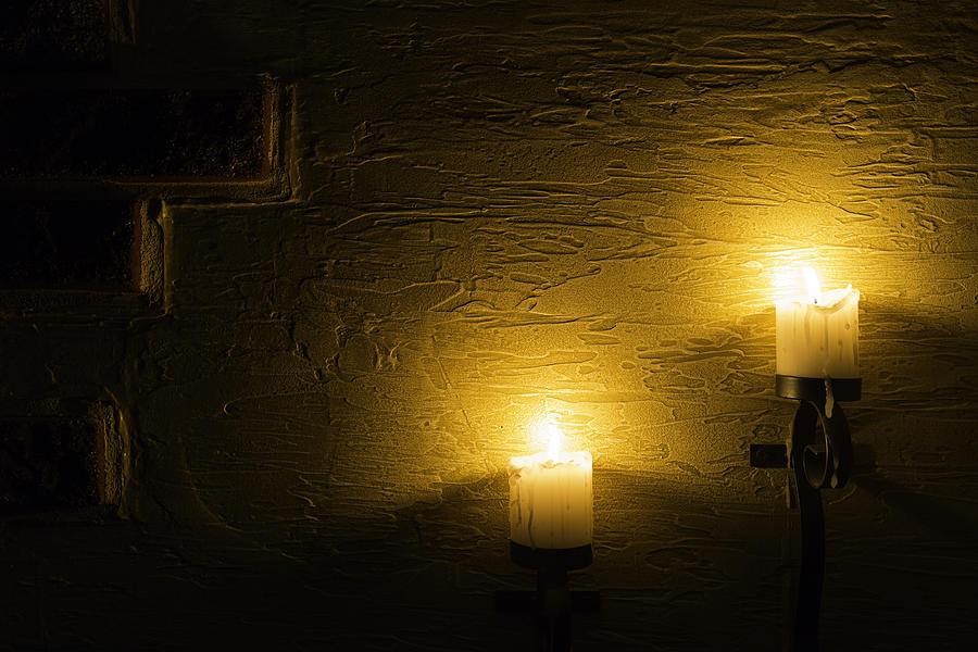 Brick Wall With Candles Photograph by Adam Smigielski