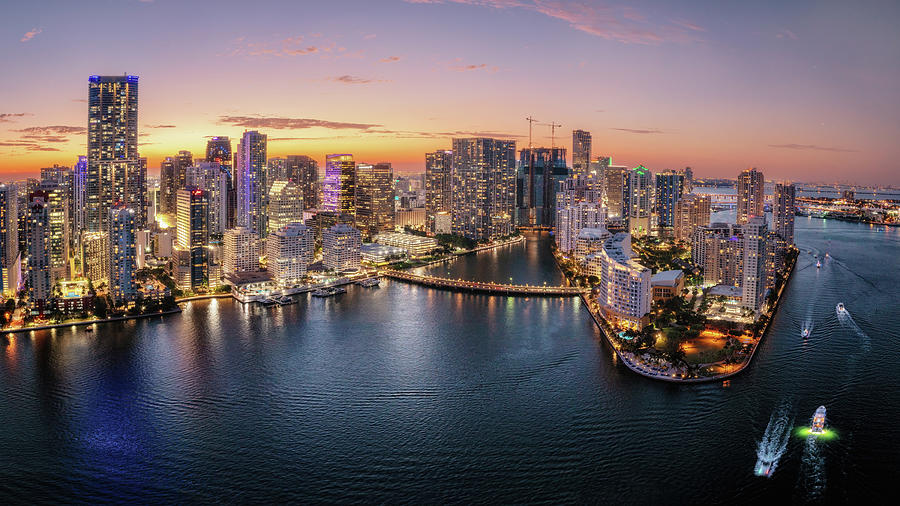 Brickell and Miami Downtown - Aerial panorama Photograph by Alex Mironyuk