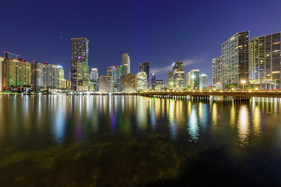 Brickell Skyline At Night Photograph By Claudia Domenig - Pixels