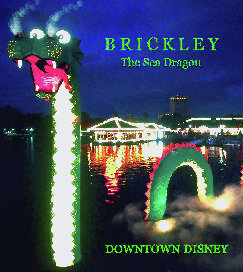 Brickley the Sea Dragon Downtown Disney poster cut Painting by David Lee Thompson