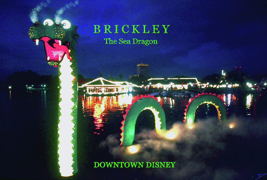 Brickley the sea dragon Downtown Disney Painting by David Lee Thompson