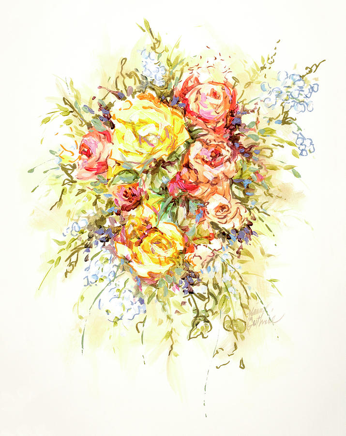 Rose Painting - Bridal Bouquet Nostalgic Watercolor by Kim Guthrie