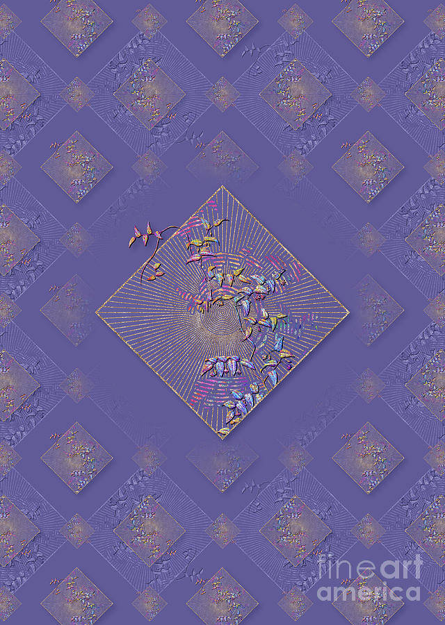 Bridal Creeper Geometric Mosaic Pattern in Veri Peri n.0098 Mixed Media by Holy Rock Design