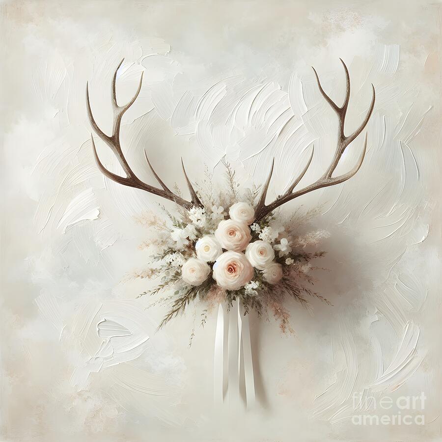Bridal Deer Bouquet Digital Art