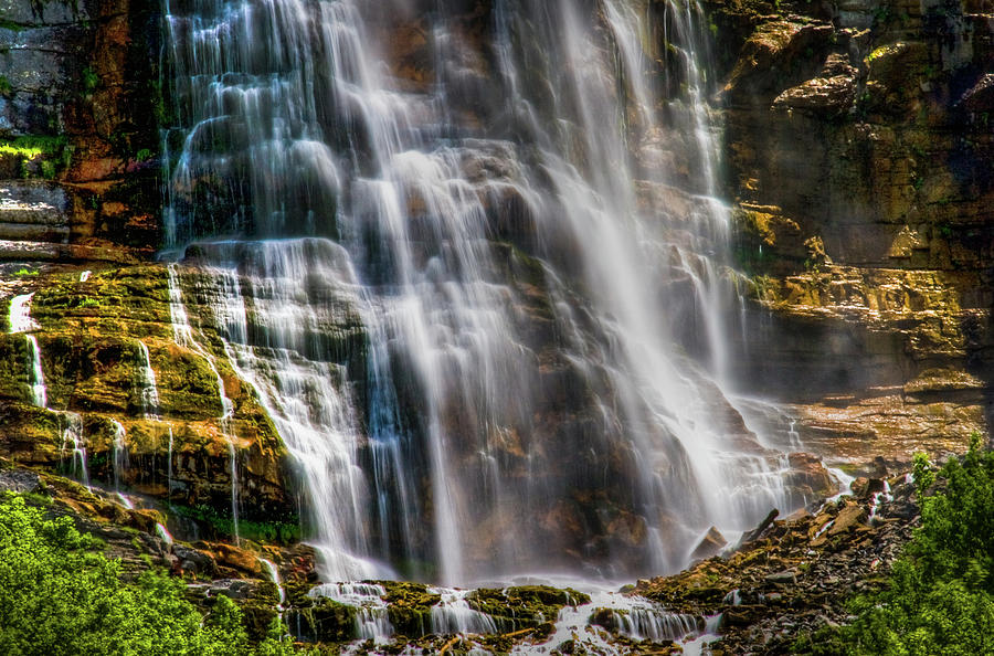 Bridal Veil Falls in Utah.  Photograph by Tommy Farnsworth