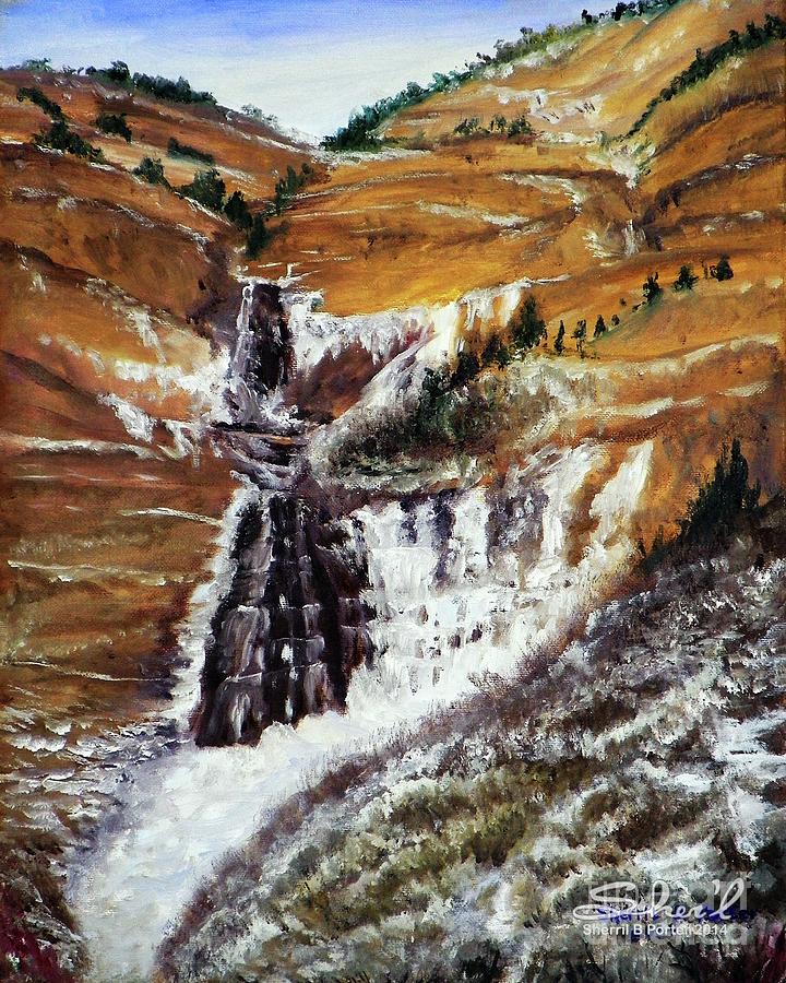Bridal Veil Falls in Winter Painting by Sherril Porter