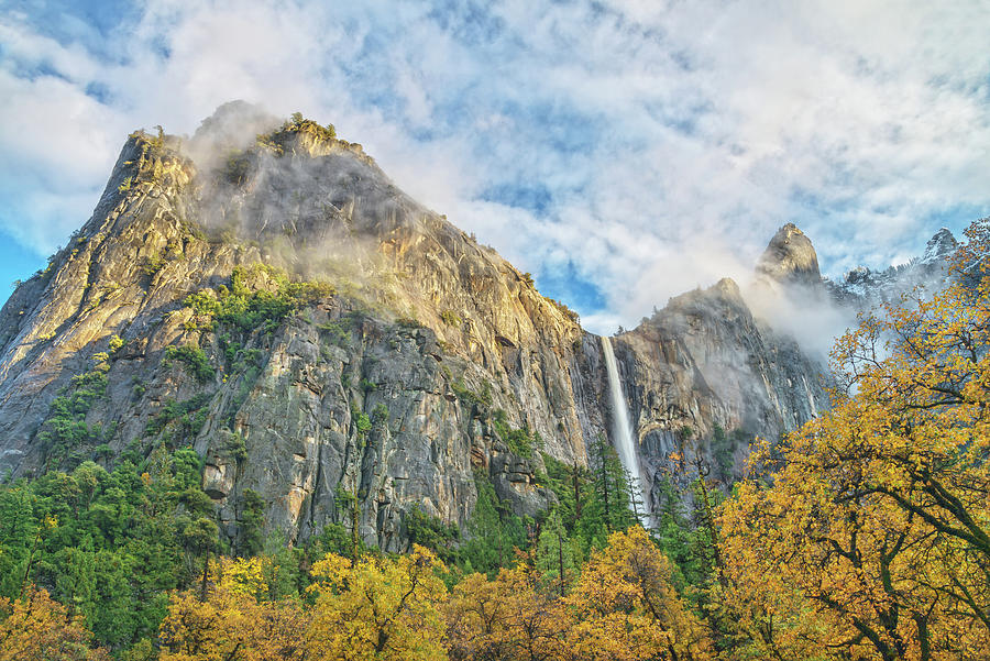 Bridal Veil Falls In Yosemite National Park, California Is 617 Feet, 188 Meters, Tall.  Photograph by Bijan Pirnia