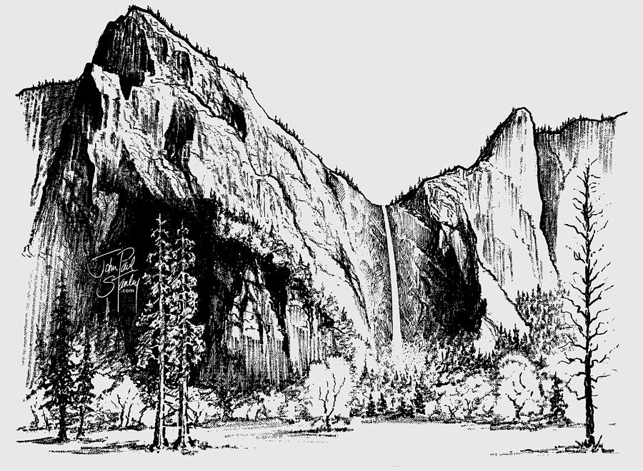 Bridalveil Fall, Yosemite - Transparent Background Mixed Media by John Paul Stanley