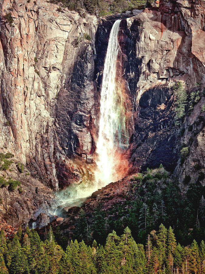 Bridalveil Falls Yosemite California Photograph by Lena Owens - OLena Art Vibrant Palette Knife and Graphic Design