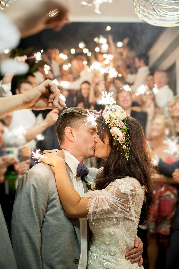 Bride and groom kissing. Photograph by Nerida McMurray Photography