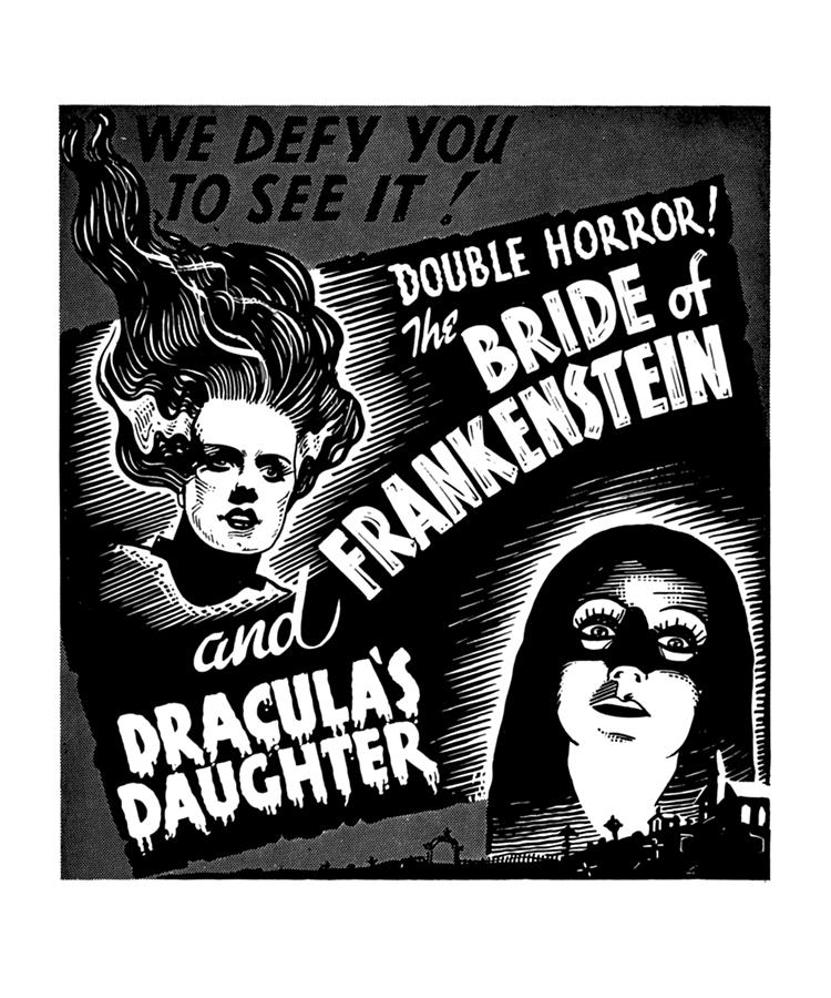 Bride Of Frankenstein Draculas Daughter Vintage Horror Movie Digital