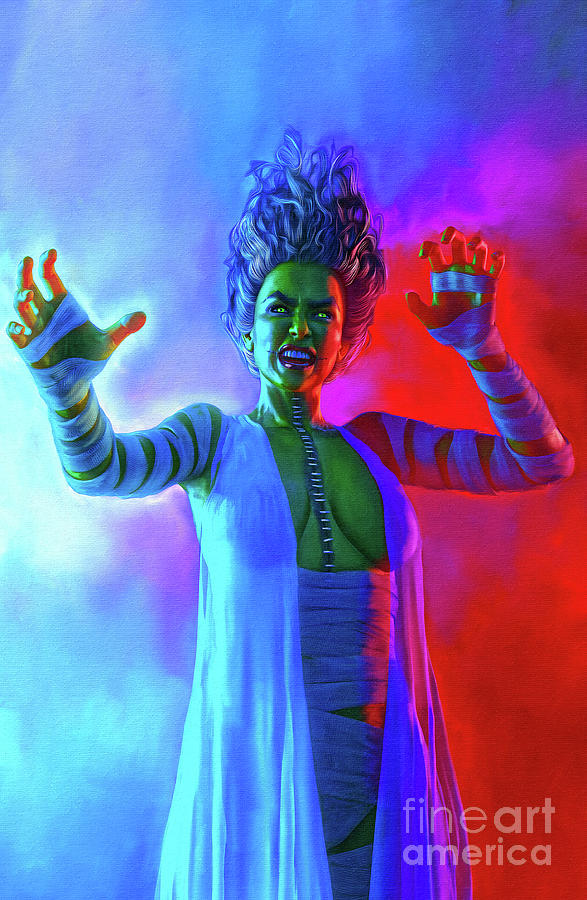 The Mummy Mixed Media - Bride of Frankenstein Mark Spears Monsters by Mark Spears