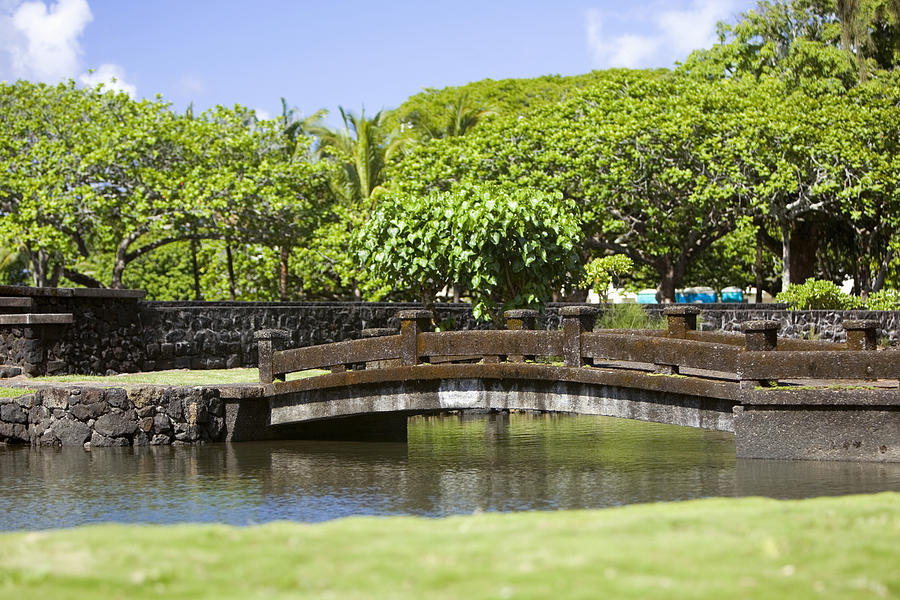 Bridge across a river, Liliuokalani Park and Gardens, Hilo, Big Island, Hawaii Islands, USA Photograph by Glowimages
