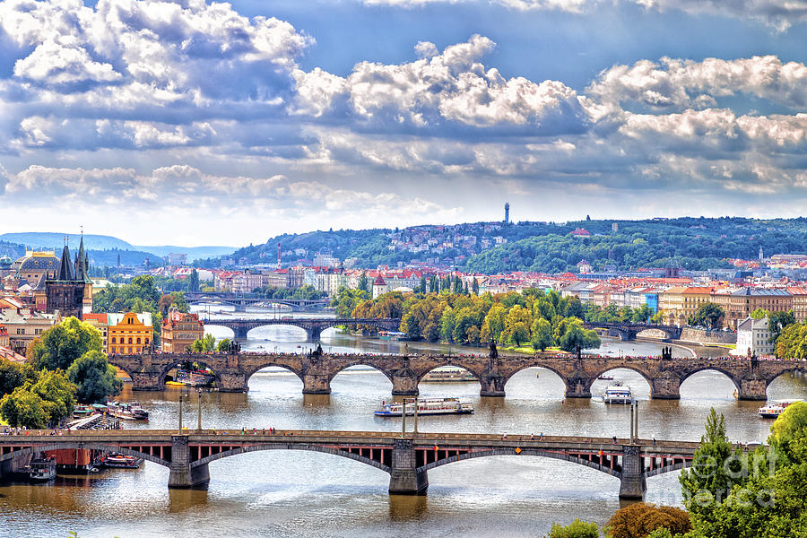 Bridge and rooftops of Prague Photograph by Vivida Photo PC