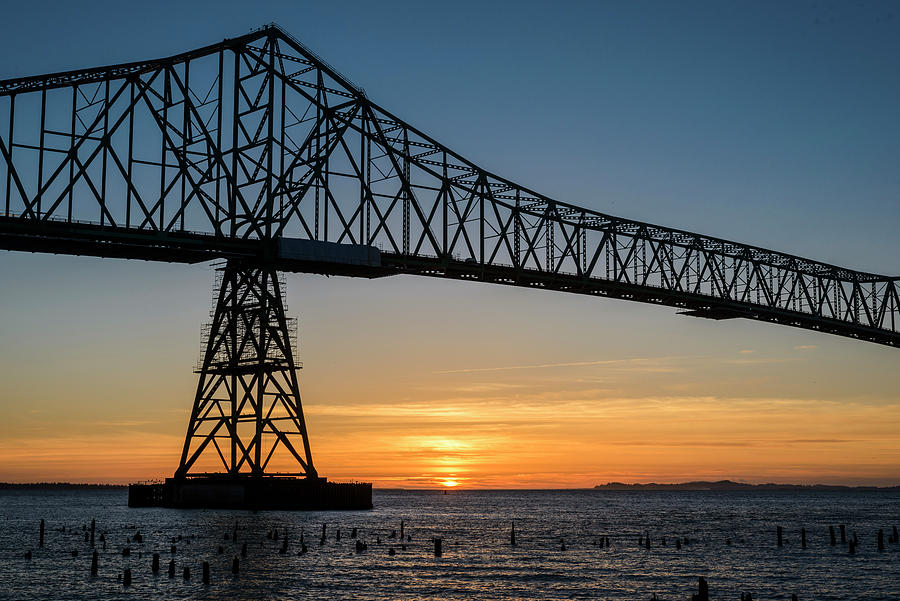 Astoria Photograph - Bridge and Sunset Silhouette by Robert Potts