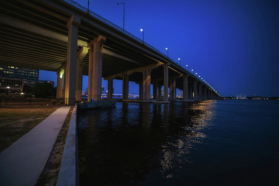 Bridge at Night The Beauty of the Fuller Warren Bridge in Jackso Photograph by Kim Seng