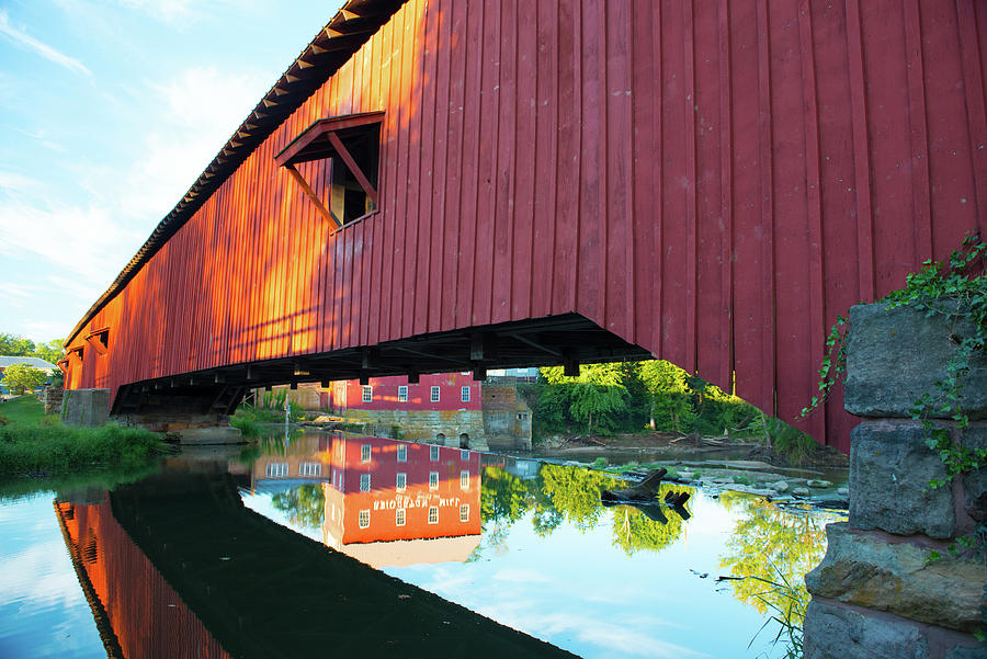 Bridge Bridgeton Covered Bridge 1868 Reflection Of Mill Bridget