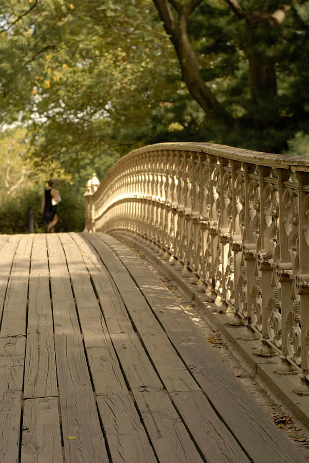 Bridge in Central Park with woman in foreground Photograph by Lyn Holly Coorg