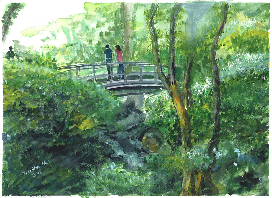 Bridge in Japanese Garden Painting by Martha Han - Fine Art America