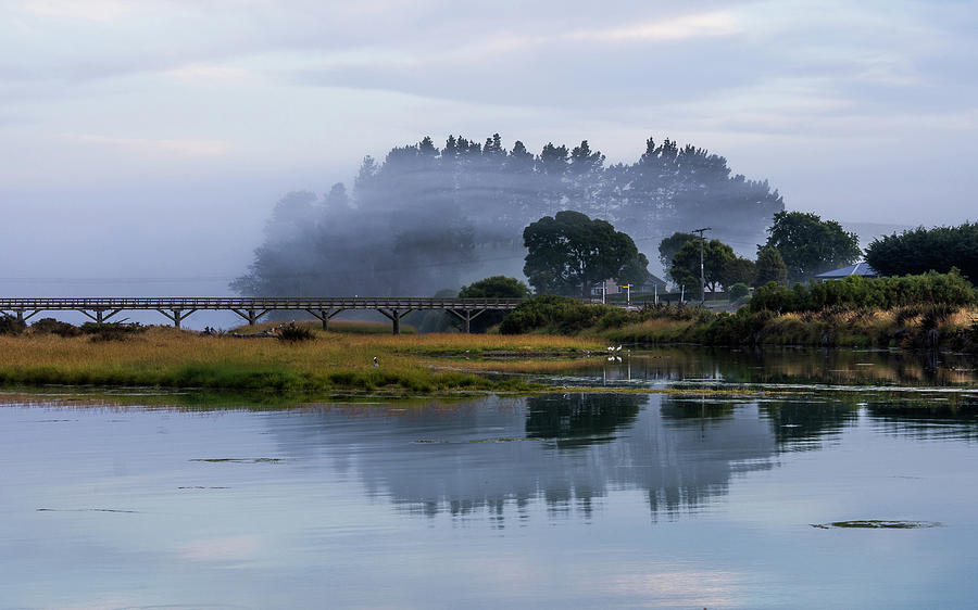 Bridge in mist Photograph by Johannes Brienesse